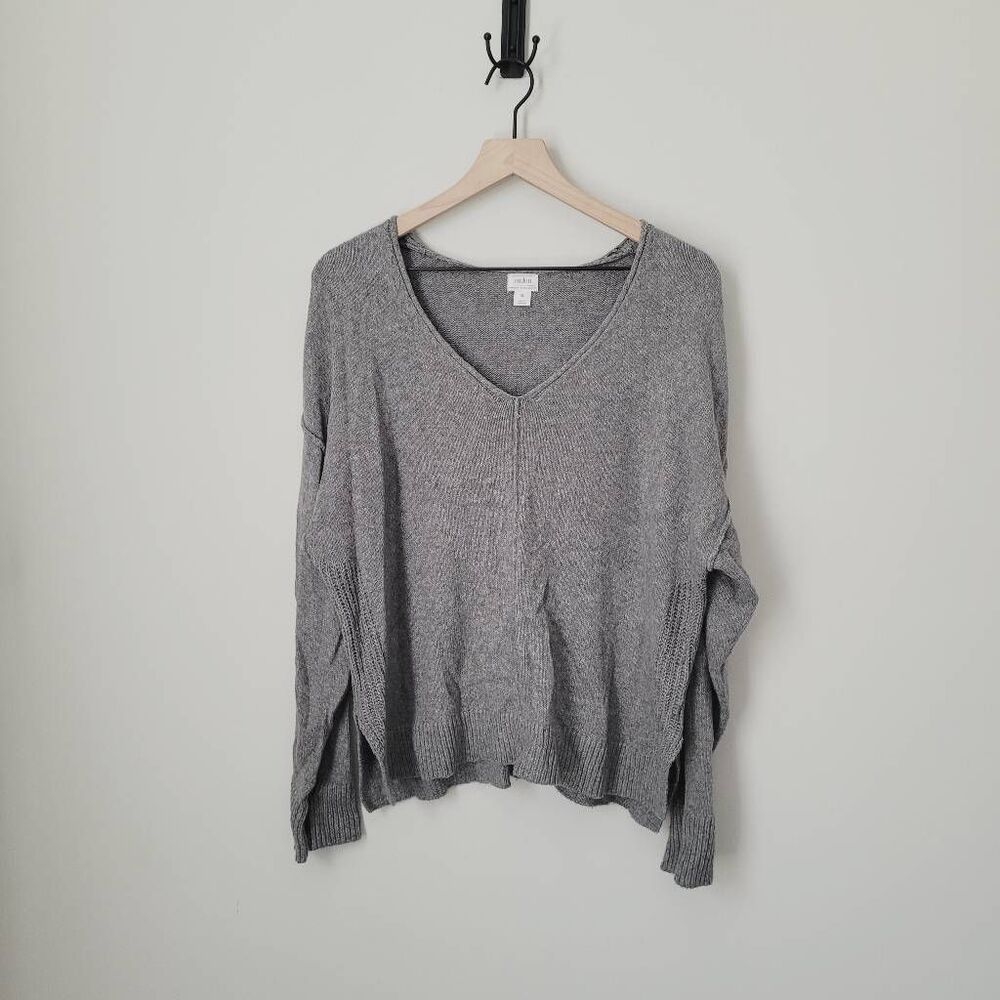 Auden Knit Grey V-Neck Sweater Size XL